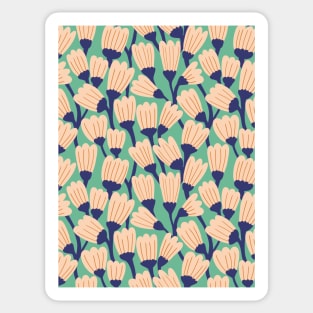 Happy blossom flower pattern in salmon and green Sticker